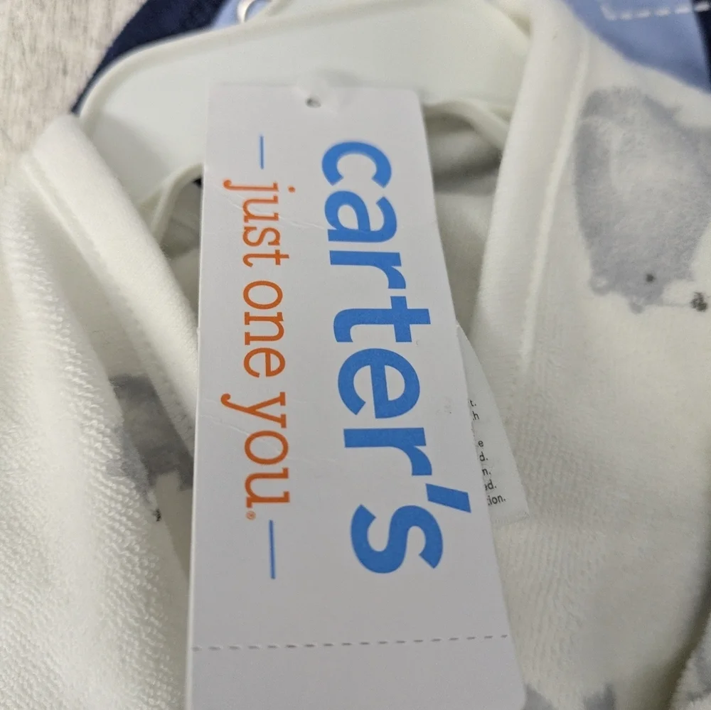 Carter's White and Gray Baby Robe with Animal Design